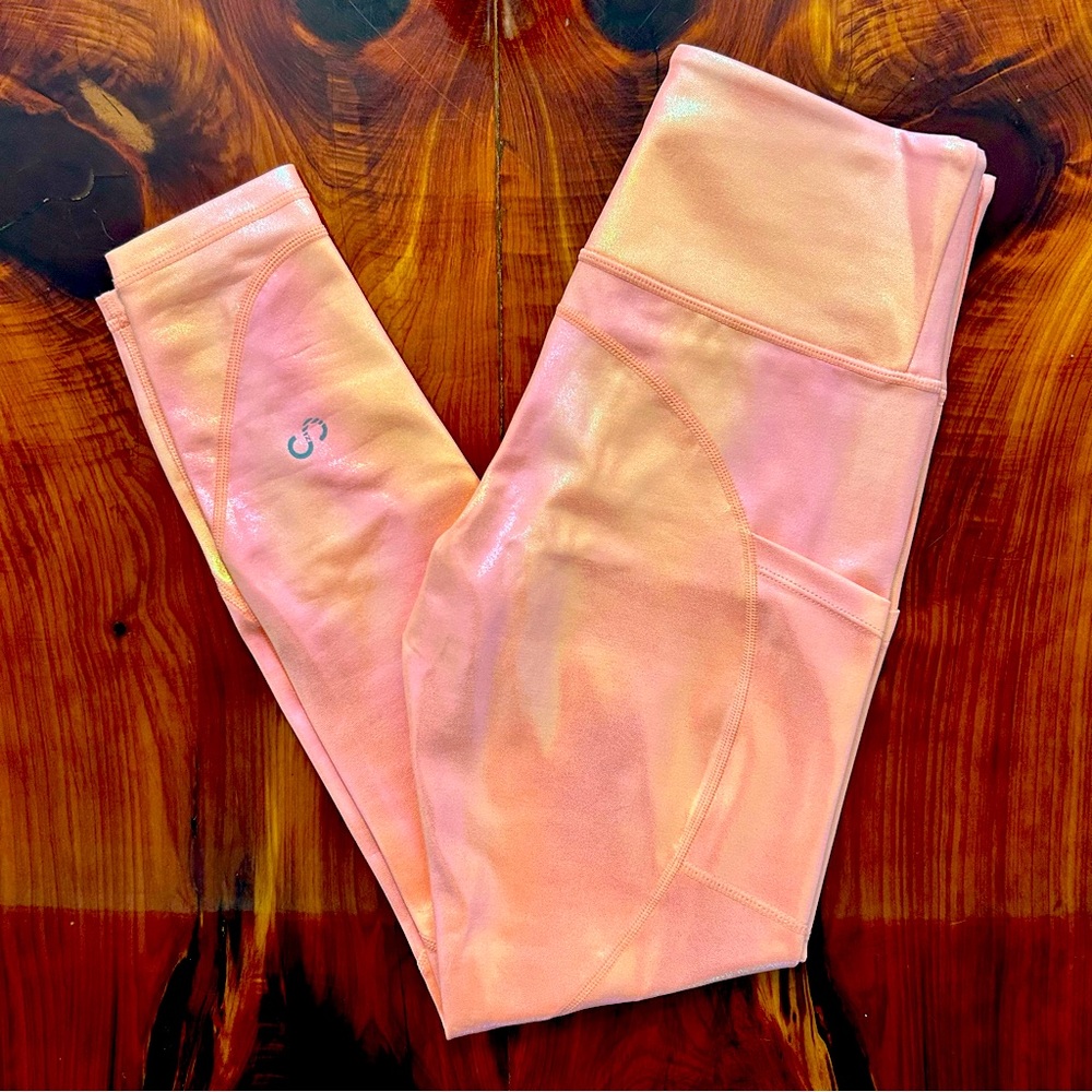 Curves N Combatboots (CNC) Pink Shimmer Leggings Small (With Pockets) NEW